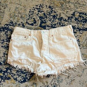 White Distressed Denim Shorts